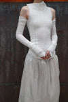 marc le bihan off shoulder long sleeve top 26958 E23 white